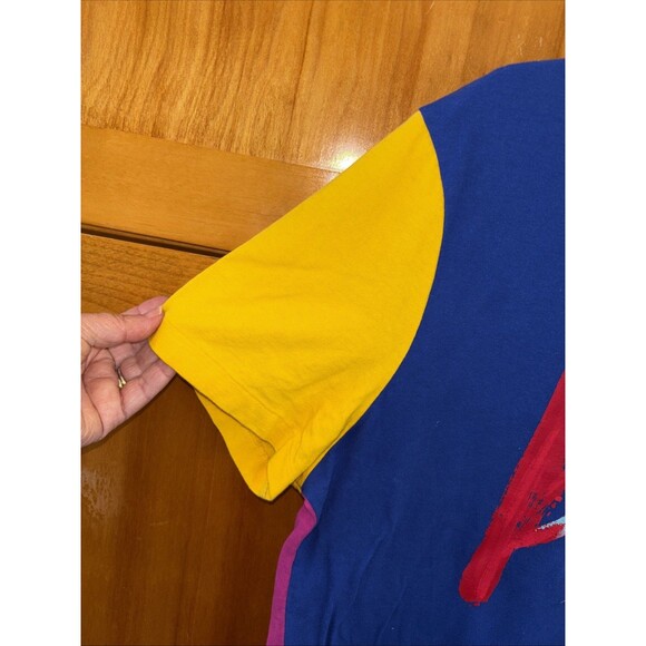 Polo Ralph Lauren T Shirt Custom Slim Fit L Paint Spellout Colorblock Cotton - Picture 4 of 11